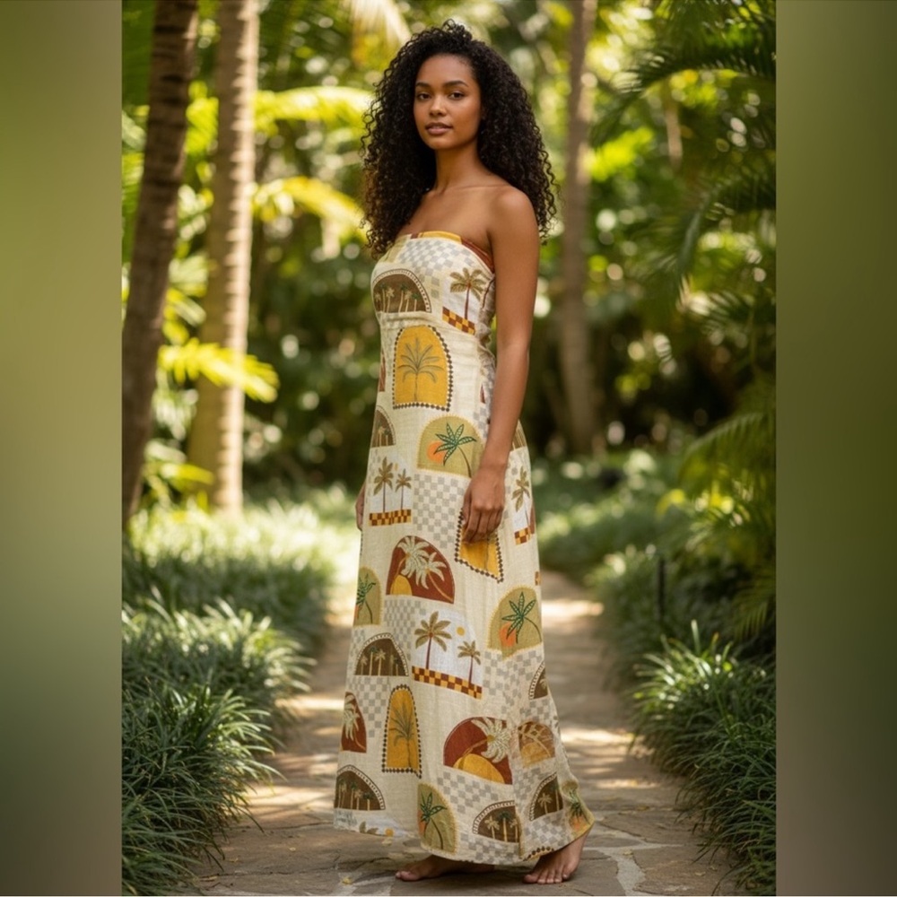 Paper Heart Anthropologie Maxi Dress Linen Blend Strapless